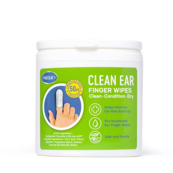 Helse Ear Cleaning Finger Glove | Human Ear Brush | Safely Remove Earwax, Sweat, Oil and Dirt Around, Behind and Inside Baby Ears | Gentle Soft Earlobe Cleaner Wipes for People (50 Count)