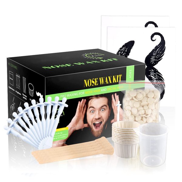 Joyeee Nose Wax Kit for Women & Men, Original Nose Hair Wax Kit For Nostril Nasal Cleaning Ear Hair Removal, 50 g Wax for Nose Hair Removal, Nose Wax Sticks, Mustache Guards, Paper Cup, Applicators