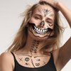 mdgfge 4 Sheet Halloween Face Skull Scary Temporary Tattoo Witch Zombie Makeup Kit Day of the Dead Makeup Face Tattoos Spider Web Bat Scar for Women Men Halloween Masquerade Party