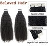 Curly Tape in Hair Extensions Kinky Curly Real Human Hair Tape in Extensions Natural Black Brazilian Remy Human Hair for Black Women 14inch 20pcs 50g Skin Weft Tape in Real Human Hair Extensions