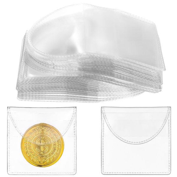 150pcs Single Pocket Coin Sleeves, 3.3 x 2 inch Clear Plastic Coin Holders Coin Collection Holder Single Coin Protector Small Pouches Coin Storage Sleeves for Coins Jewelry