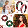 8 Pack Christmas Plaid Snowflake Headbands 4 Buffalo Plaid Hair Scrunchies 4 Christmas Knotted Headband Plaid Hair Band with Elastic Hair Scrunchies for Women Girl(Red Green, Snowflake)