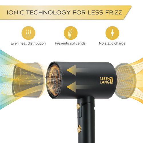 LEBENLANG Ionic Hair Dryer 1875W - Compact, Portable, Lightweight, with Diffuser and Bag for Travel
