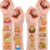 100PCS Funny Capybara Temporary Tattoos Stickers Theme Animal Birthday Party Decorations Favors Supplies Cute Brown Capy Mouse Tattoo Sticker Gifts For Boys Girls School Prizes Carnival Christmas