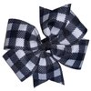 White & Black Buffalo Check Pinwheel Hair Bow 4" Plaid