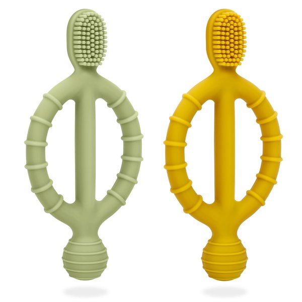 MISSLILI Baby Teething Toys with Easy-Hold Handle, Silicone Infant Toothbrush, Textured On Both Sides Helps Massage, Soothe Sore Gums, Teething Toys for Babies