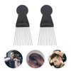 KALLORY Detangling Comb 2pcs for Braid Tools Metal Afro Black Women Men Lift Styling Wig Salon and Combs Detangle African Comb Hair Barber Hairdressing Pick Male Picks Home American Afro Pick
