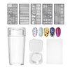 X&D Nail Art Stamper Clear Jelly Nail Art Stamping Transparent Silicone Rubber Nail Polish Stamper with Acrylic Scraper, Spare heads, Stainless Steel Plate Kit for French Tips and Transfer Images A
