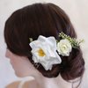 Fangsen Wedding Boho White Rose Flower Hair Clips Floral Hair Accessories for Brides and Bridesmaids Silver (White)