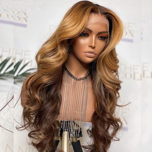Ombre Body Wave 4/30 Color 13x4 Lace Front Human Hair Wigs HD Transparent Pre Plucked With Baby Hair Brazilian Remy Hair for Black Women Glueless Natural Hairline 180 Density (18 Inch, 13x4 lace)