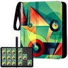 Colorful PU Leather Trading Card Binder, Baseball Card Binder, 9 Pockets Football Card Book Holder, Card Holder with Strap, Binder for Collectible Cards Storage