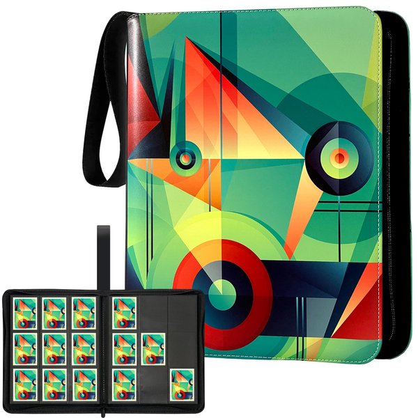 Colorful PU Leather Trading Card Binder, Baseball Card Binder, 9 Pockets Football Card Book Holder, Card Holder with Strap, Binder for Collectible Cards Storage