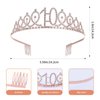 10th Birthday Sash and Tiara Set Rose Gold Birthday Sash Crown Birthday Party Favors Supplies for Girls Birthday Party