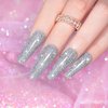 RARJSM Gel Polish Reflective Glitter,Gel Polish Glitter Silver,Flash Diamond Nail Gel Polish Soak off Disco Shimmer Gel Nail Polish UV LED Curing Requires 15ml for Home Salon Diy Nail Manicure