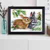 YANCONGLIDEYAN Cross Stitch DIY Hand Needlework Kits 11CT Stamped Cross Stitch Kits for Beginners Pre-Printed Embroidery Kit Pattern Rabbits