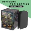 Dmoicols Sparkly Card Deck Box Holds 100+ Single Sleeved Cards,Leather Card Storage Case,MTG Commander Deck Box with 2 Dividers fit TCG CCG Magic Cards Vertical(Sparkly Black Piece)