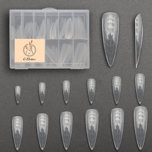 C12rtive 120Pcs Dual Nail Forms,Almond Extension Poly nail gel Nail Forms Full Cover Reusable Nail Molds 12 Sizes for Solid Nail Gel Glue Nail Art Design Salon&DIY