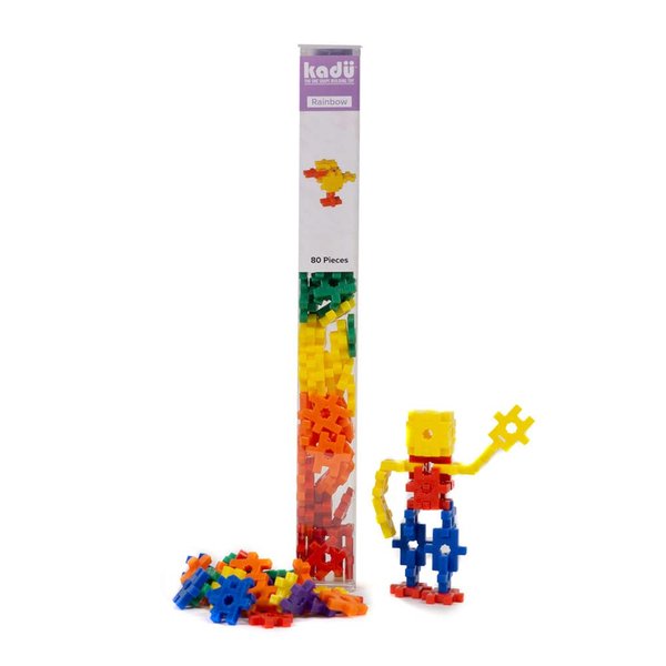 Incredibly Interconnectable Toys KADU Rainbow 80 Piece Set - STEM/STEAM Building + Construction Toy, for Open + Imaginative Play