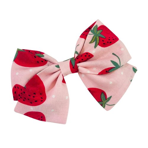 Strawberry hair bow clips or Headband, Berry sweet birthday Baby Toddler Girl hair accessories, Cute strawberries on pink baby girl Bow, Made in USA