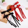 Parcce 4 PCS Tassel Ribbon Bowknot Hair Clips With Long Tail for Women Girl Teens Kids, Solid Holder Fashion Bow Bowknot Hair Accessories Headwear Barrettes Claw(Black&Red)