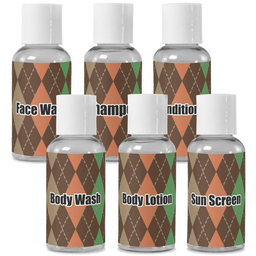 YouCustomizeIt Personalized Brown Argyle Travel Bottles
