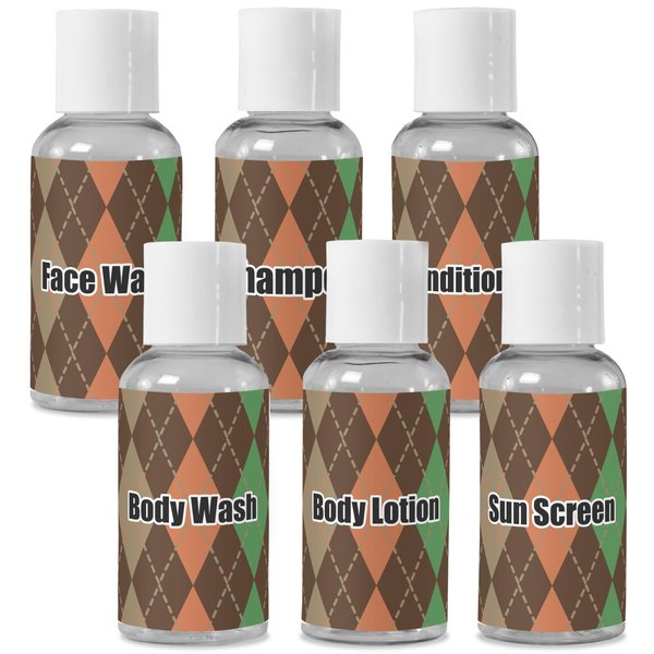YouCustomizeIt Personalized Brown Argyle Travel Bottles