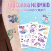 Yobbai Glitter Temporary Tattoo for Kids, Mixed Styles Unicorn Mermaid Tattoo Stickers for Birthday Party Favors Goodie Bags Stuffers Party Fillers, Hand Face Waterproof Fake Tattoos