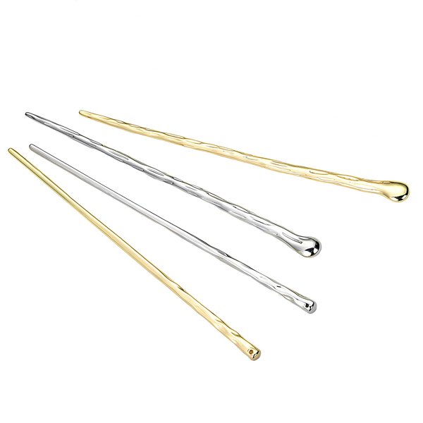 ZAYOIZY 4pcs Metal Hair Sticks Hair Bun Chopsticks Hair Pins Simple Sturdy Alloy Sticks for Women Long/Thick/Curly Hair, Silver&Gold