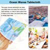 MECCANIXITY Ocean Tablecloth, 54x108 Inch Ocean Waves Water Pool Party Under The Sea Reusable Plastic Rectangle Table Cloth Cover for Beach Themed Party Shower Supplies Blue