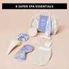 Pinch Provisions Jelly Tote Super Spa Set, 8pc Full Body Skin Care Kit, Home Spa Gift Set, Skin & Hair Care Accessories with Facial Roller, Scalp Massager, Lavendar Shower Steamer & More! (Periwinkle)