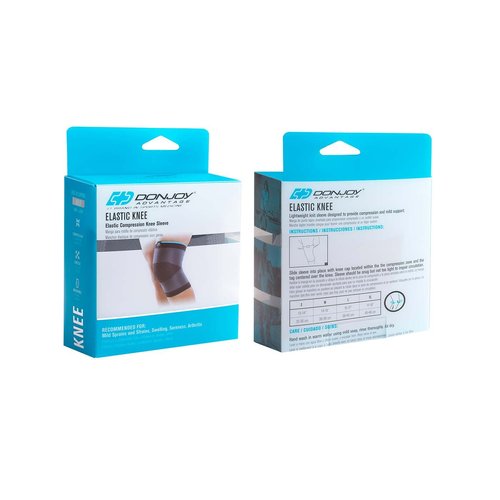 DonJoy Advantage DA161KS01-BLK-L Slip-on Elastic Knee Sleeve for Sprains, Strains, Swelling, Soreness, Arthritis, Easy to Apply Stretch Elastic with Expansion Panels, Black, Small fits 13" to 14"