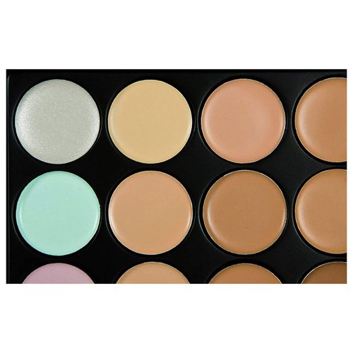 Concealer Palette, 15 Colors Makeup Palette Facial Camouflage Contour Palette with Sponge Puff Oval & Makeup Brush Beauty Make up Cream