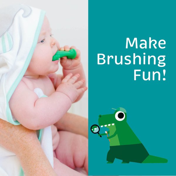 The Brushies Chomps The Dino Toddler Toothbrush/Dental Item/Youth Tooth & Gum Care/Ages 4 Weeks to 4 Years