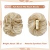 Leterly Messy Bun Hair Piece, Claw Clip Hair Bun Hairpieces Thick Updo Scrunchies Ponytail Hair Extensions Synthetic for Women Ash blonde mix Bleach Blonde