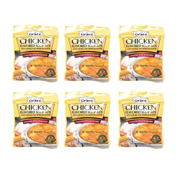 Grace Chicken Flavored Soup Mix Country Style Seasoned (6 Pack, Total of 360g)