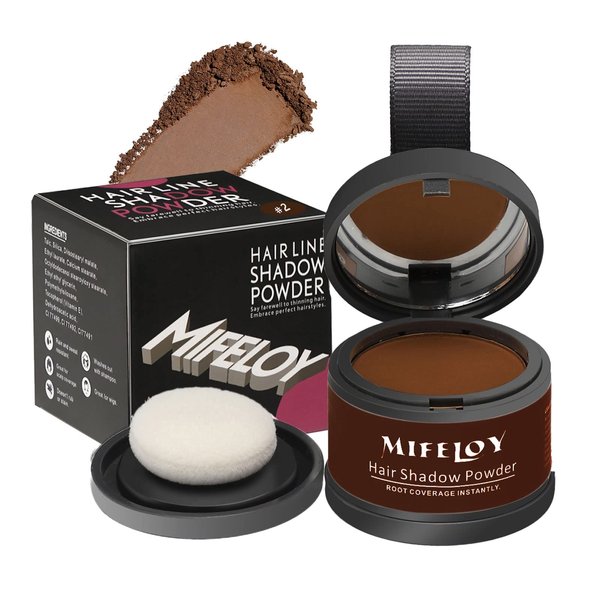 MIFELOY Root Coverage Powder for Thinning Grays Hairline, Touch Up Hair Color for Grey, Roots Concealer for Beard Line Eyebrow, Roots Cover Up Powder, Instantly Conceals Hair Loss, Medium Brown