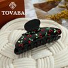 TOVABA Black Hair Claw Clips for Women Cherry Black Hair Clips Cute Trendy Medium Hair Claw Clips Acrylic Clips Strong Hold Jaw Hair Clip for Thick Thin Hair