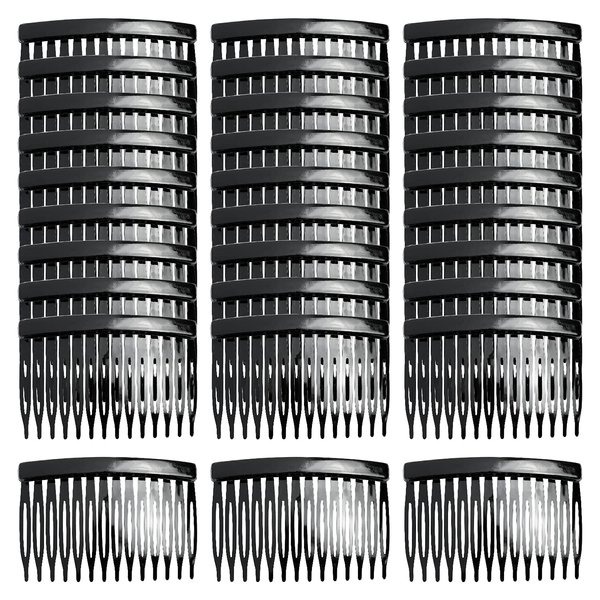 Cinaci 30 Pack Clear White Black Brown Small Plastic Hair Side Combs Slide Barrettes with 14 Teeth DIY Crafts Decorative Headpieces French Twist Hair Clips Fine Thin Hair Accessories for Women Girls