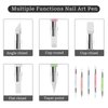 5 PCS Silicone Nail Art Acrylic Pen Brushes Set Dual Tipped Rhinestone Nail Polish Carving Pen Silicone Head Acrylic Handle Nail Art Brushes Silicone Nail Tools for Home Salon