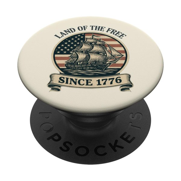 Land of the Free Since 1776 Patriotic 4th of July Sailboat PopSockets Adhesive PopGrip
