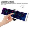 Computer Temp Monitor, 8.8 Inch USB C Mini Screen, AIDA64 PC Temperature Display, CPU GPU SSD Data Monitor, PC Sensor Panel for Desktop Gaming (White)