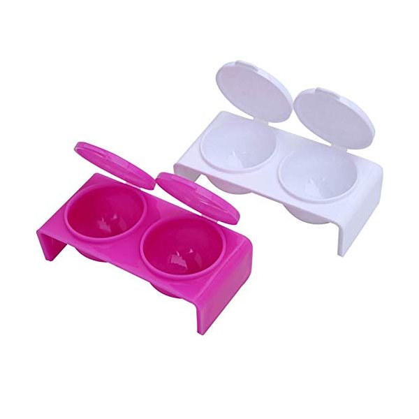 LASSUM 2PCS Double Cup Plastics Nail Art Cup Bowl Soaking Dish Dappen Dish with Lids for Mixing Acrylic Powder Liquid