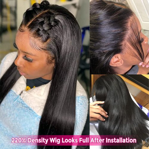 Subella HD Lace Front Wigs Human Hair Pre Plucked Straight 220% Density 13x5 HD Lace Frontal Wig With Baby Hair 12A Transparent Human Lace Wigs For Black Women (26inch)