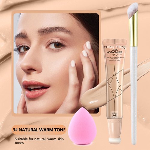 Air Cushion Foundation Beauty Wand Kit,Matte Concealer Foundation Liquid Cream,Cover Face Pores Spots Silky Moisturizing Breathable Foundation Stick,Long-lasting Waterproof Natural Face Makeup for Women -03Natural
