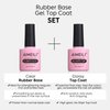 AIMEILI Rubber Base Gel Polish and No Wipe Top Coat Kit Set Soak Off U V LED Clear Gel Nail Polish