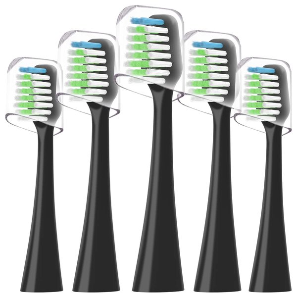 Sonic Replacement Toothbrush Heads Compatible with Waterpik Complete Care 9.0 (CC-01CD012-2) and 5.0 (WP-862, WP-872, WP-877, WP-882, WP-892) Electric Toothbrush,5 Count (Black)