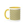 3dRose, Cream White Calla Lily Repeat Pattern, 11oz Two-Tone Yellow Mug