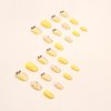 IMSOHOT Yellow Oval Press on Nails Summer Short French Tip Fake Nails Cute Lemon Pattern False Nails with Designs Glossy Glue on Nails Full Cover Round Acrylic Nails for Women Girls 24Pcs