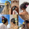 3pcs Frangipani Flower Acrylic Hair Clip for Women Summer Flowers Hair Accessories Yellow Blue Pink Floral Hair Claw Clips Hawaii Hair Barrettes Alligator Clips for Thick Hair and Thick Hair