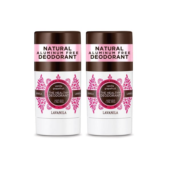 Lavanila Vanilla Grapefruit Aluminum-Free Mini Deodorant 2-Pack - The Healthy Deodorant for Men & Women, Solid Stick (0.9 Ounce Each), Natural, Vegan